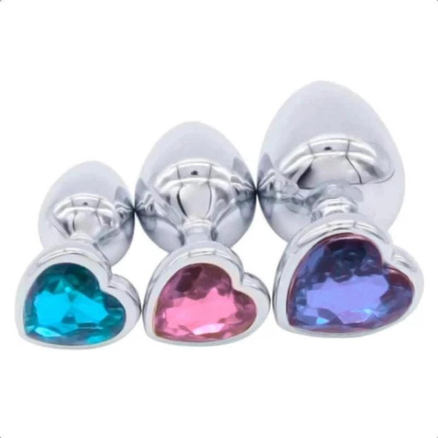 Heart-Shaped Crystal Jeweled Plug Set, gallery view 6