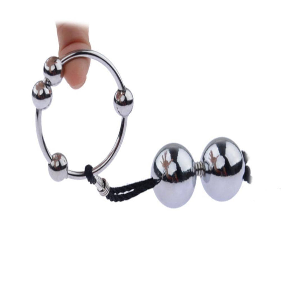 Beaded Weighted Cock Ring With Steel Balls, gallery view 3