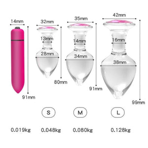 Glas-Buttplug mit Schmucksteinen, 4er-Set, BDSM