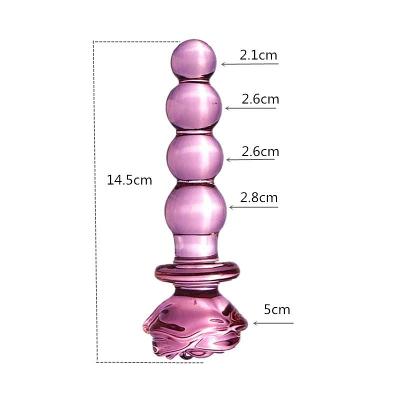Pink Charming Beaded Glass Rose Dildo BDSM, gallery view 6