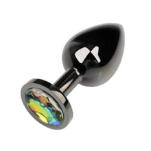 Load image into Gallery viewer, Gunmetal Rainbow-Colored Jewel Metal Butt Plug BDSM
