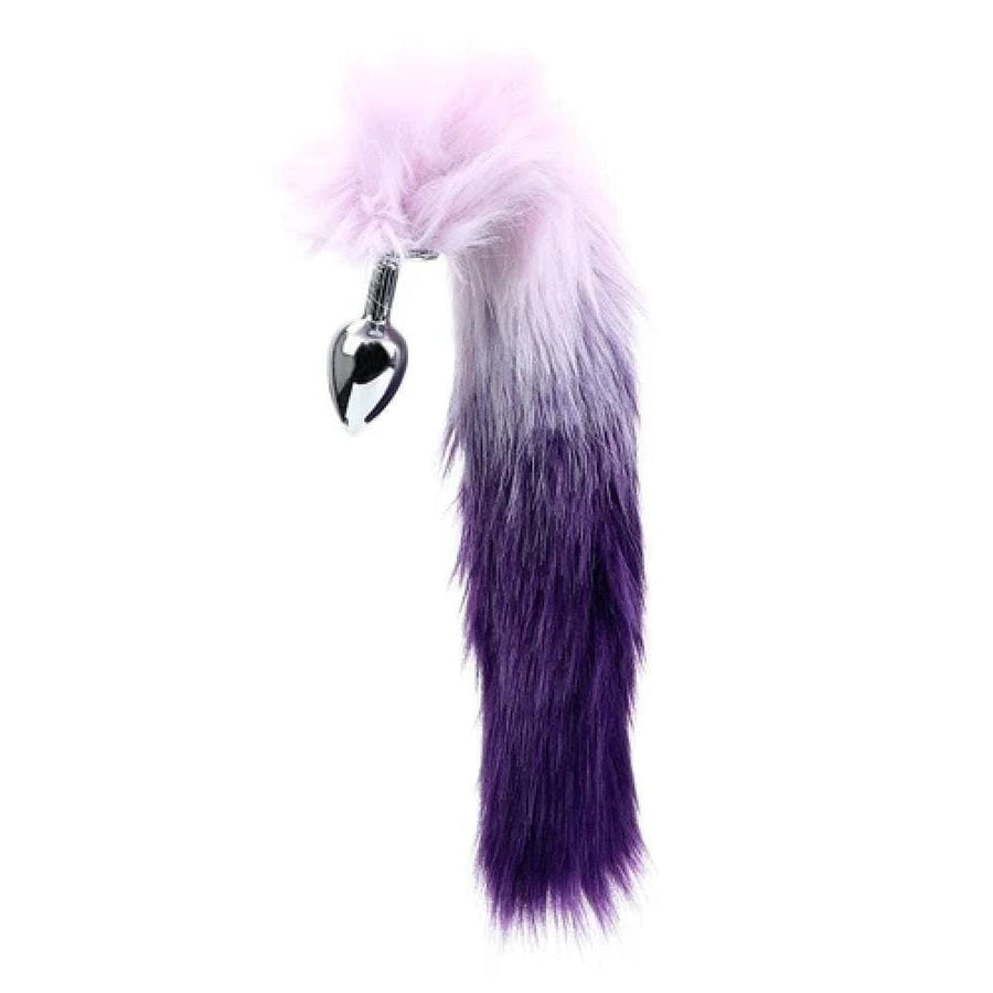 Purple Fur Silver Metallic Tail Butt Plug BDSM, gallery view 5