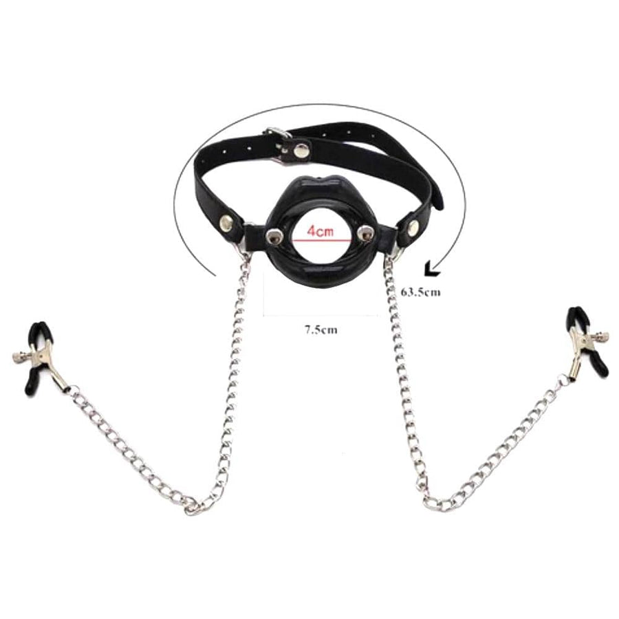 Slave Punishment Mouth Gags With Nipple Clamps BDSM, gallery view 5
