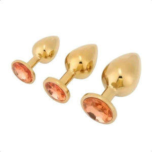 Atemberaubendes goldenes Princess-Buttplug-3-teiliges BDSM-Set