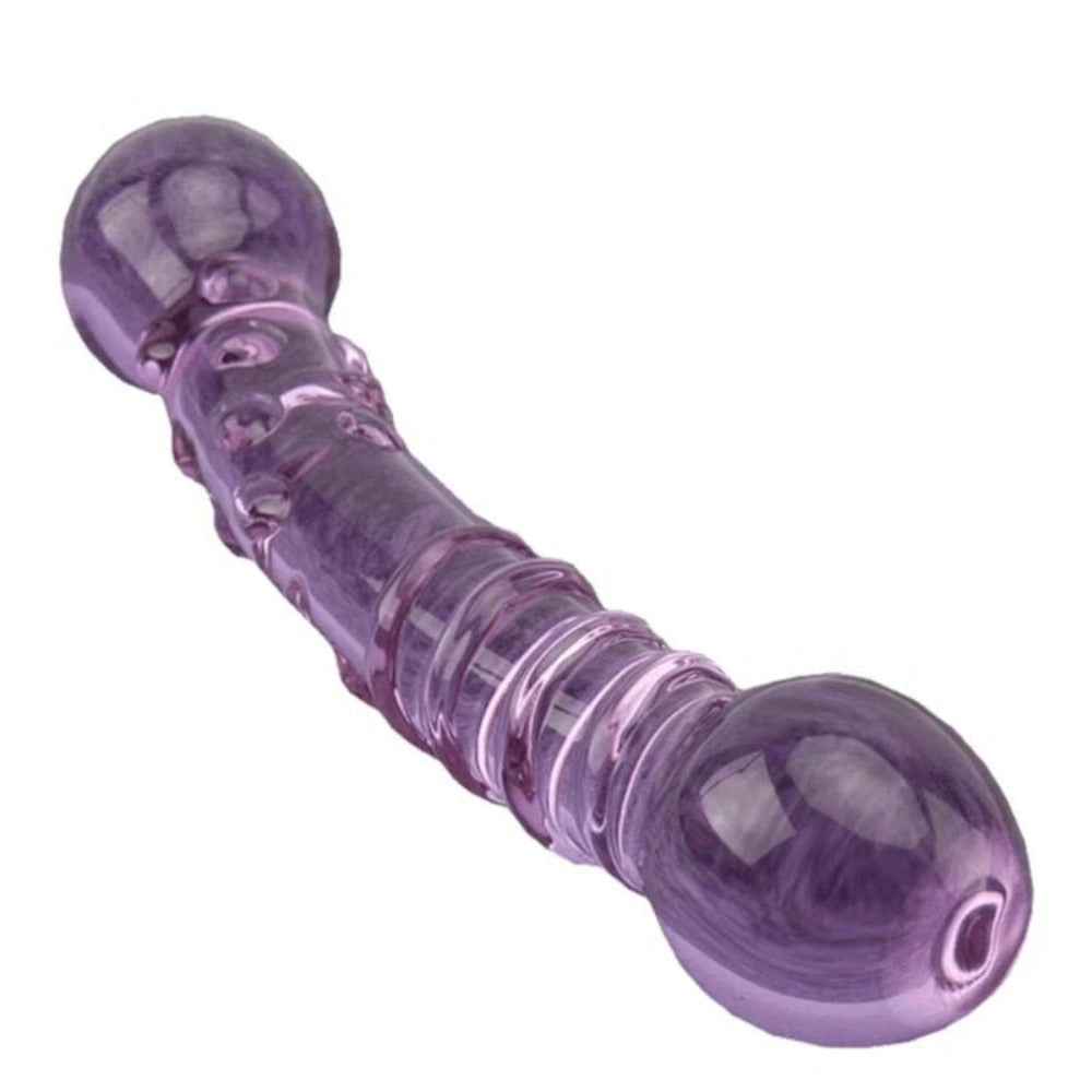 Gode ​​en verre violet à double extrémité BDSM 