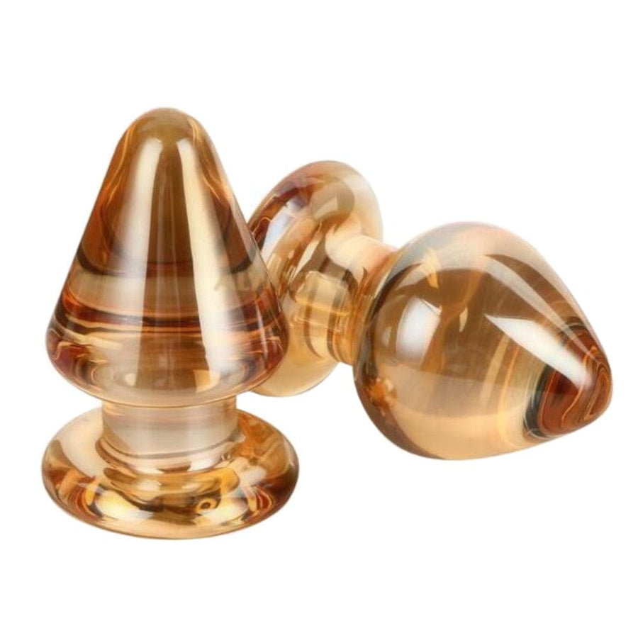 Big and Chunky Golden Glass Butt Plug BDSM, gallery view 5