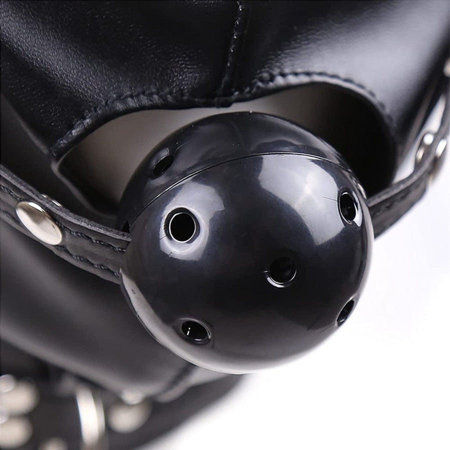 Sensory Deprivation Leather Slave Hood BDSM, gallery view 6