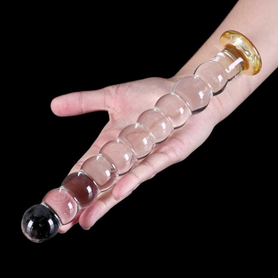 Luxurious Beaded 10 Inch Large Glass Dildo BDSM, gallery view 7