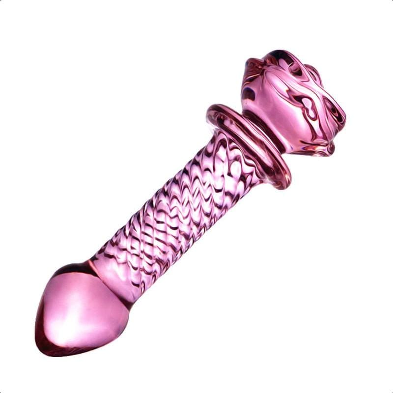 Pink Charming Beaded Glass Rose Dildo BDSM, gallery view 7