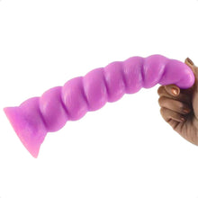 Lade das Bild in den Galerie-Viewer, Erotischer Spiral-Dildo, groß, lila, mit Saugnapf, BDSM
