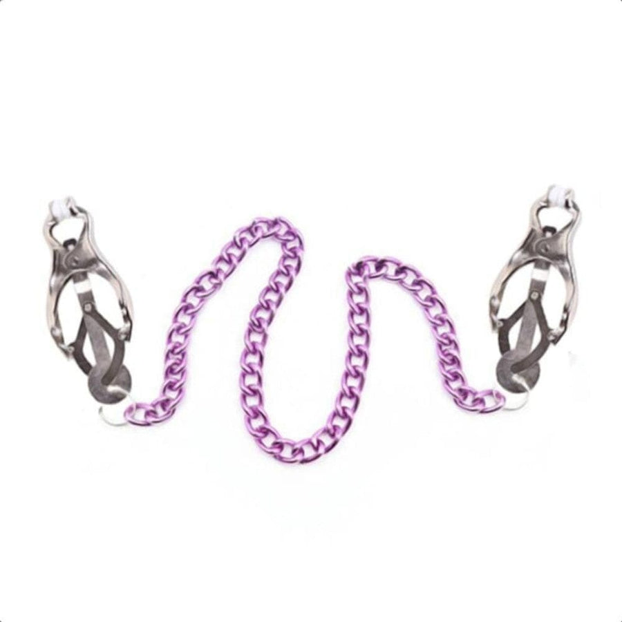 BDSM Charming Purple Nipple Clamps With Chain, gallery view 6