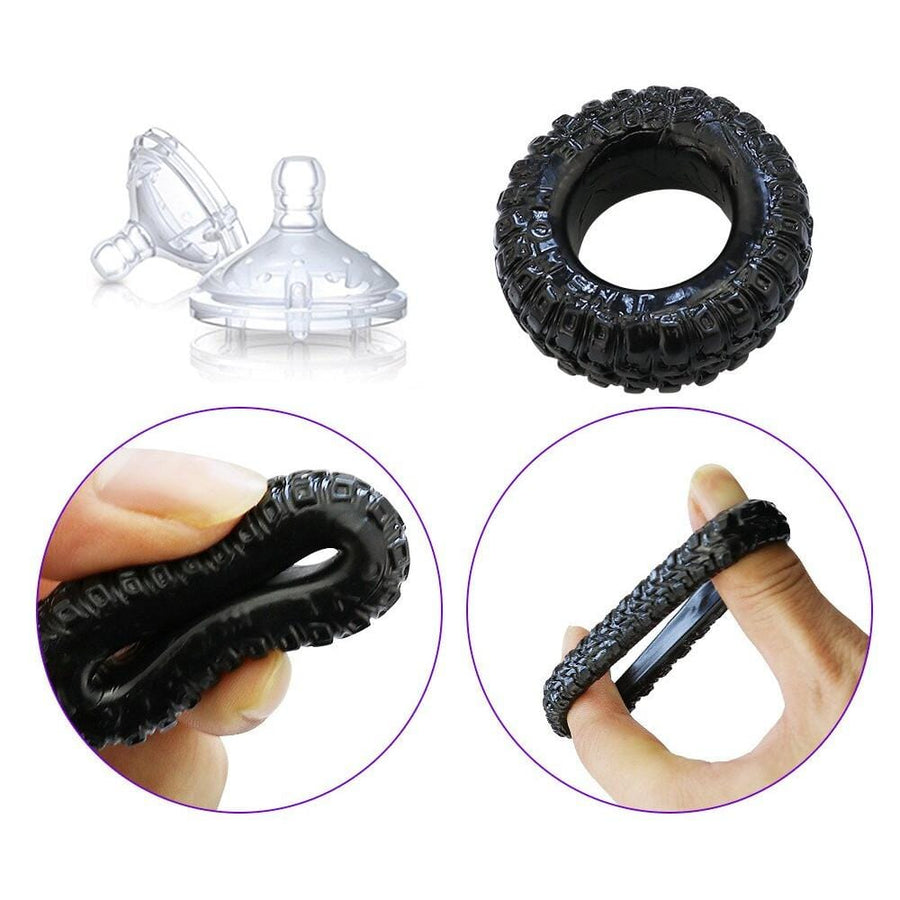 Thick Black Silicone Cock Ring BDSM, gallery view 3