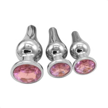 Load image into Gallery viewer, Pear-Shaped Jeweled Butt Plug 3pcs Set BDSM
