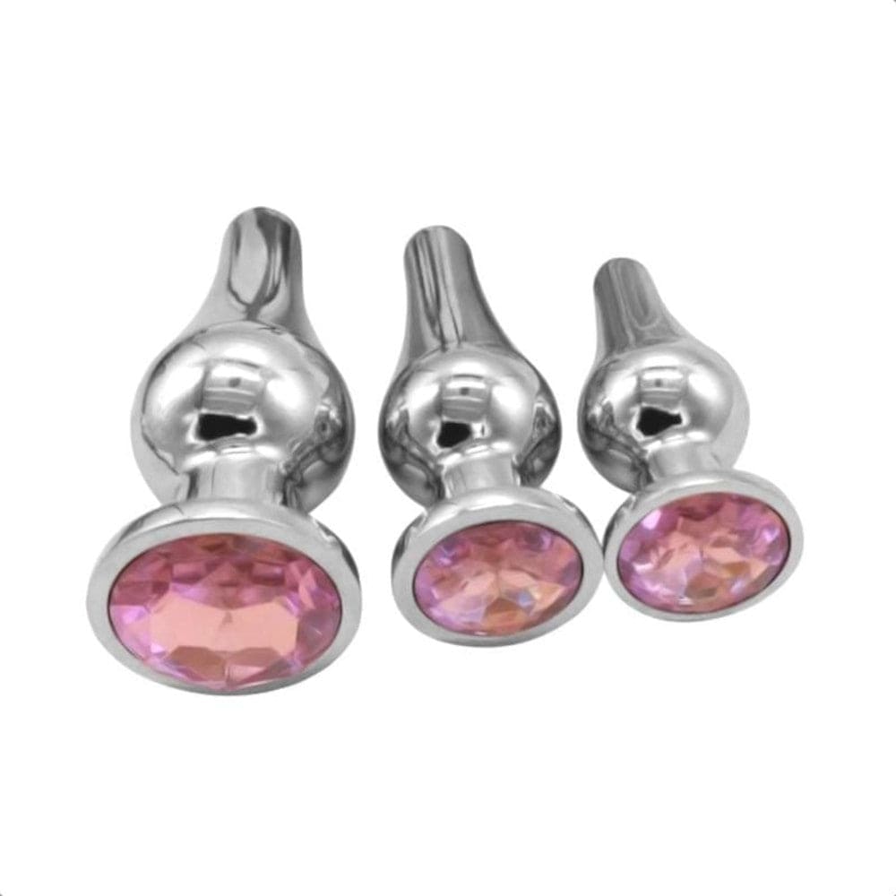 Pear-Shaped Jeweled Butt Plug 3pcs Set BDSM