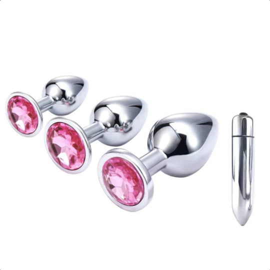Jeweled Stainless Steel Butt Plug and Vibrator BDSM product view