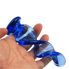 Load image into Gallery viewer, Blue Crystal Spiral Glass Dildo
