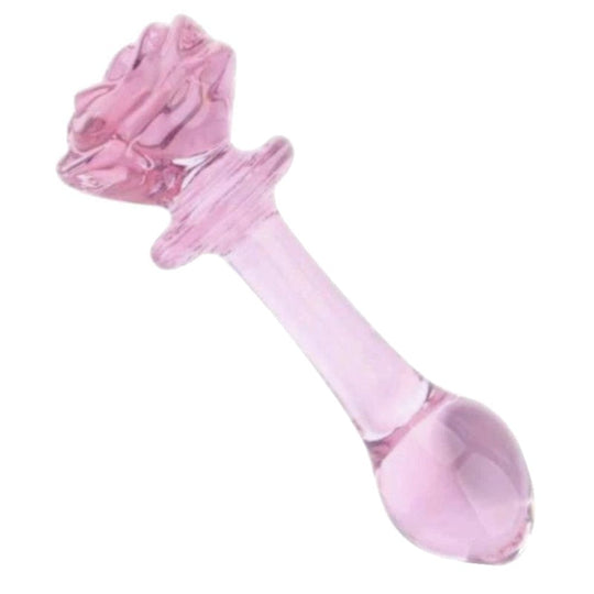 Lovely Pink Glass Rose Dildo BDSM product view