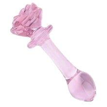 Load image into Gallery viewer, Lovely Pink Glass Rose Dildo BDSM
