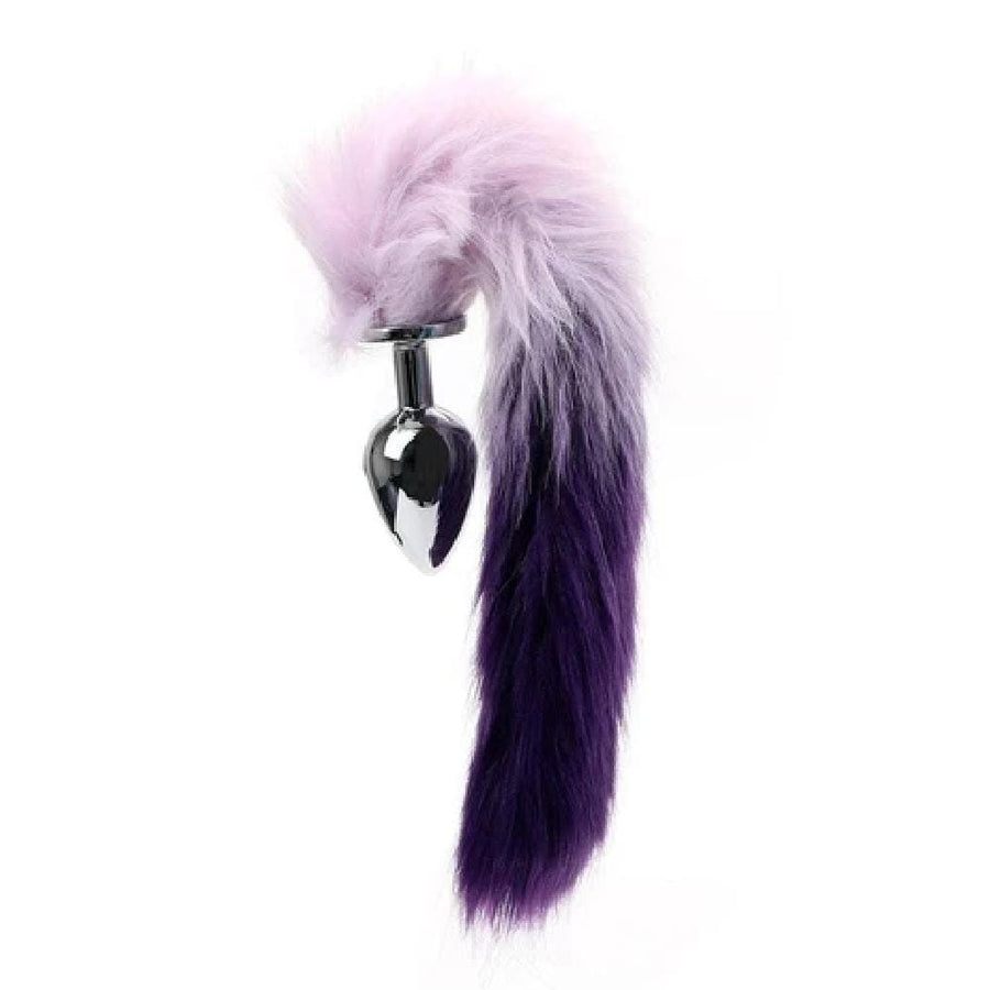 Purple Fur Silver Metallic Tail Butt Plug BDSM, gallery view 6