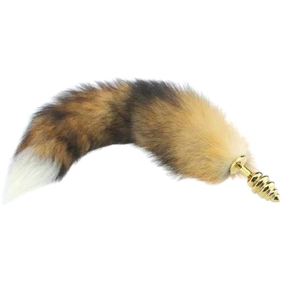 Brown Faux Fur Metallic Tail Butt Plug BDSM, gallery view 6