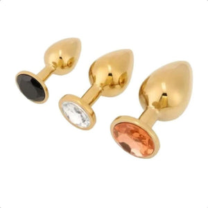 Atemberaubendes goldenes Princess-Buttplug-3-teiliges BDSM-Set