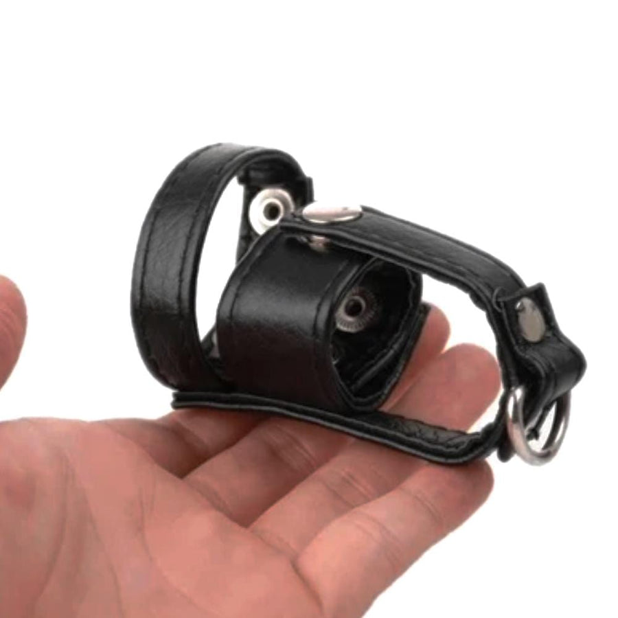 Adjustable Leather Strapping Chastity Cage, gallery view 6