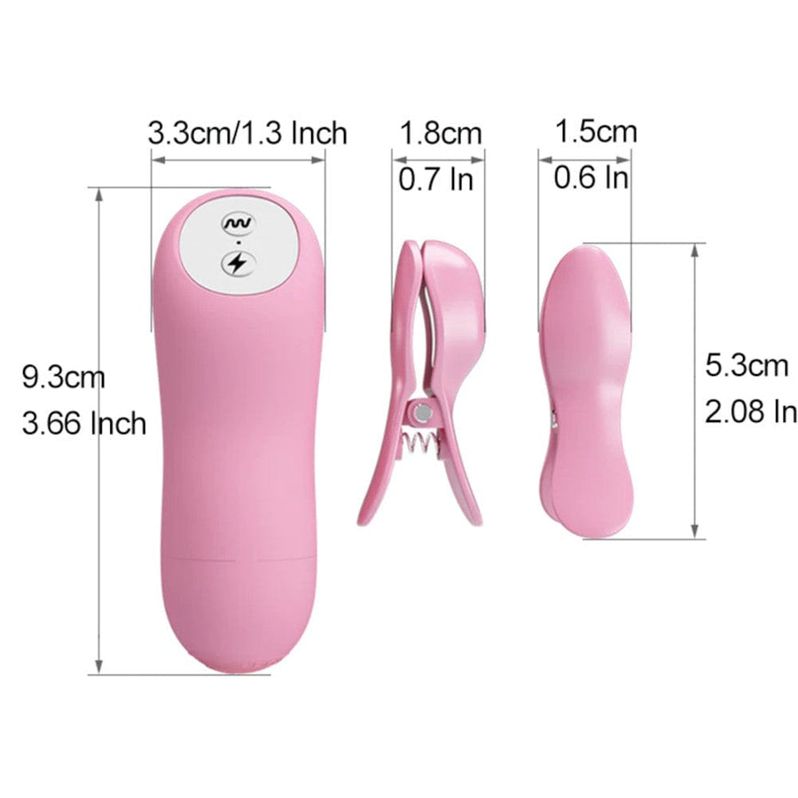 BDSM Pink Vibrating Electro Nipple Clamps Set, gallery view 9
