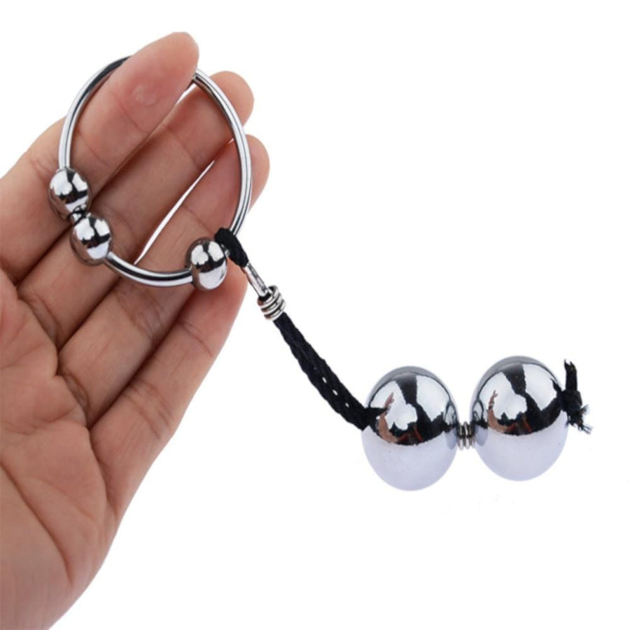 Beaded Weighted Cock Ring With Steel Balls, gallery view 4