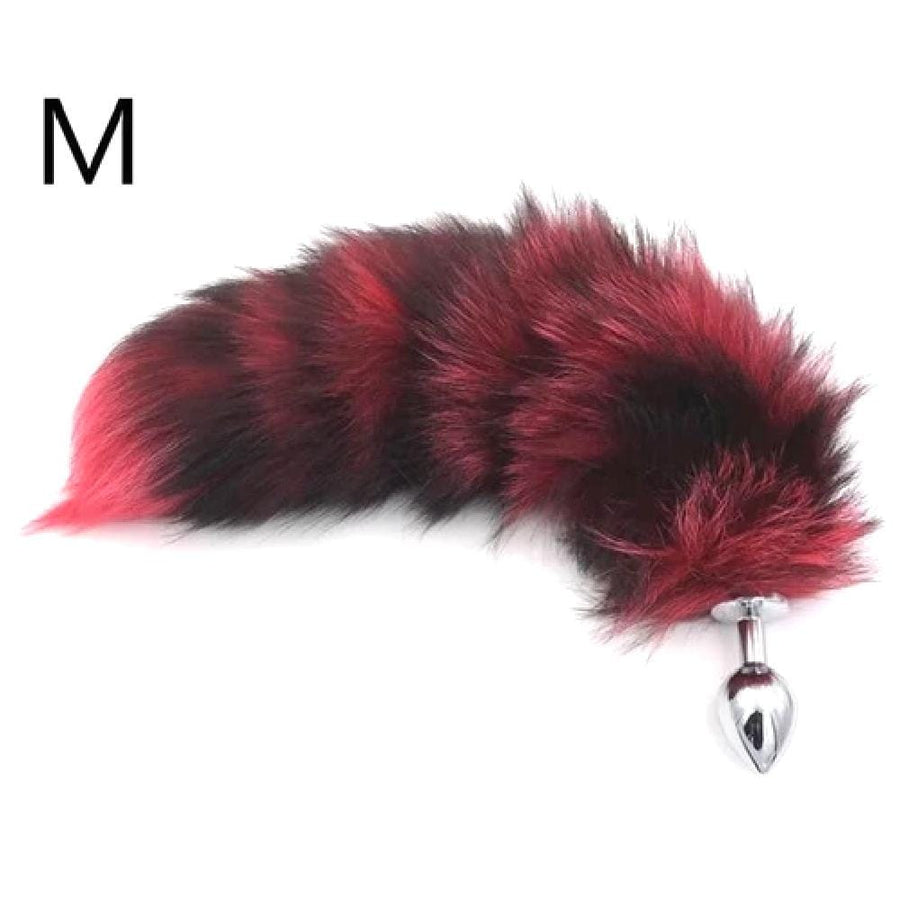 Black and Red Stripes Metallic Tail Butt Plug BDSM, gallery view 6
