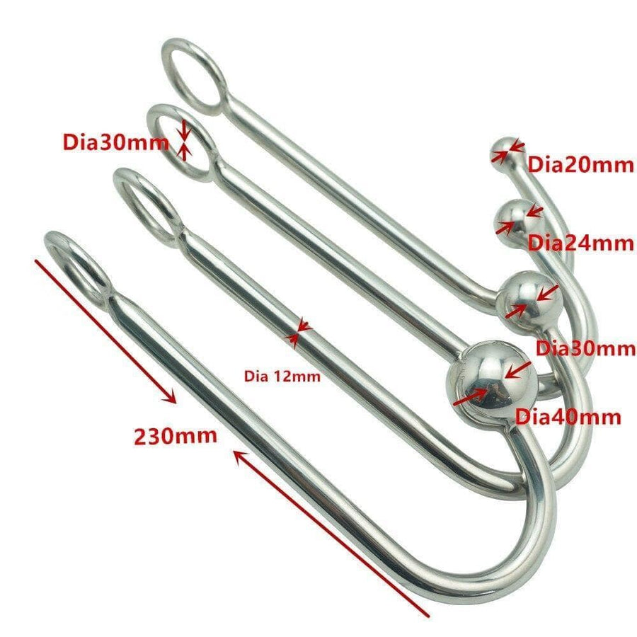 Stainless-Steel Various Bead Sizes Anal Hook 9 Inches Long, gallery view 7
