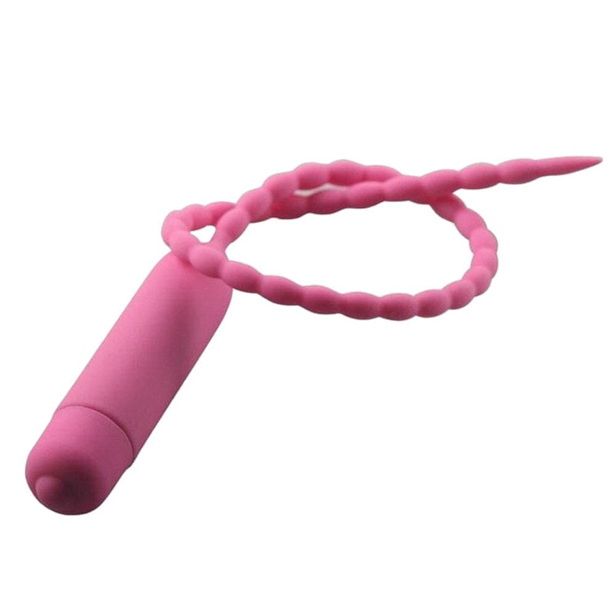 Long Vibrating Beaded Silicone Penis Plug BDSM, gallery view 6