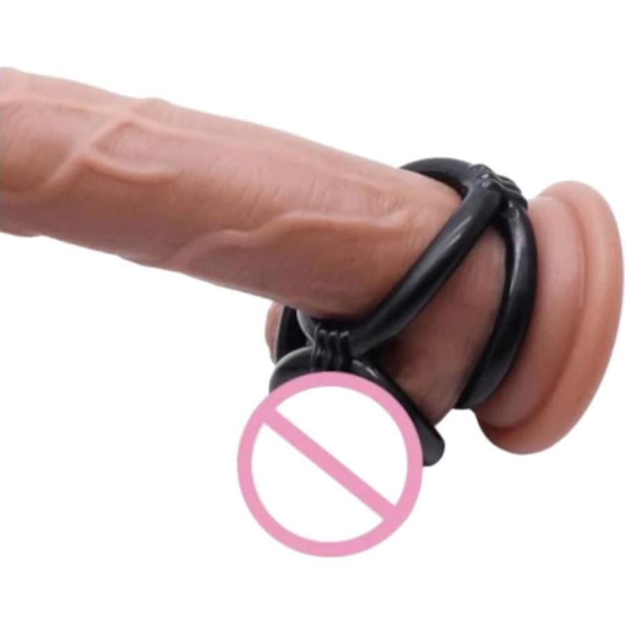 Silicone Cock and Ball Ring | Quadruple Rings BDSM, gallery view 5