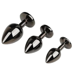 Gunmetal Rainbow-Colored Jewel Metal Butt Plug BDSM