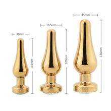 Lade das Bild in den Galerie-Viewer, Goldenes, kegelförmiges Buttplug-Set mit Juwelen BDSM
