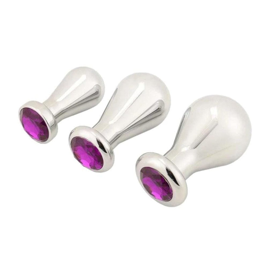 Stainless Steel Bulb Jeweled Butt Plug 3pcs Set BDSM product view