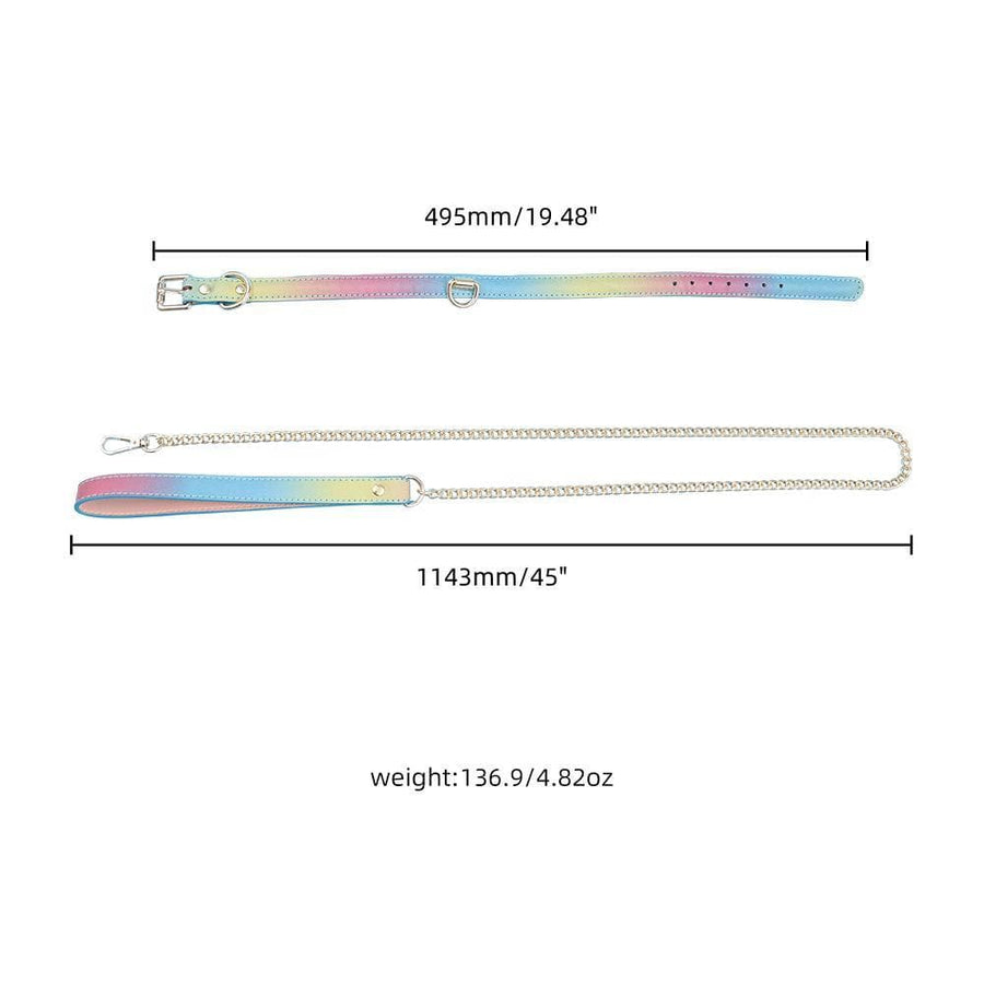 Fancy Unicorn Rainbow and Gold Collar With Leash, gallery view 5
