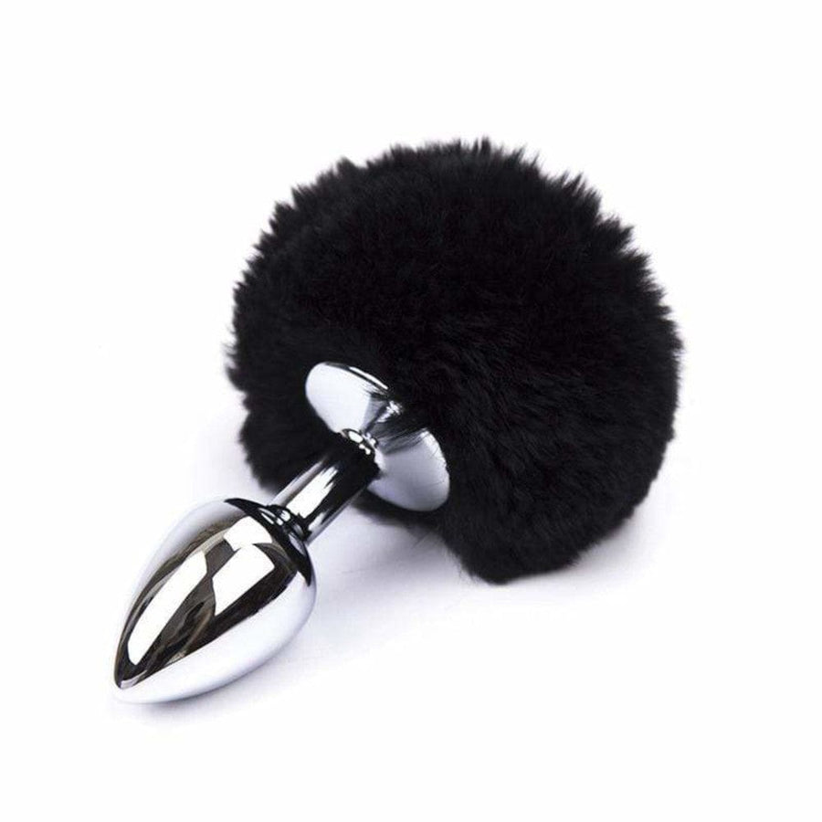 Black Stainless Steel Bunny Tail Plug BDSM size guide, gallery view 6