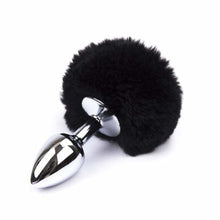 Load image into Gallery viewer, Black Stainless Steel Bunny Tail Plug BDSM
