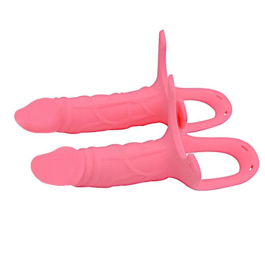 Colored Hollow Dildo With Strap On Harness 6 Inch, gallery view 2