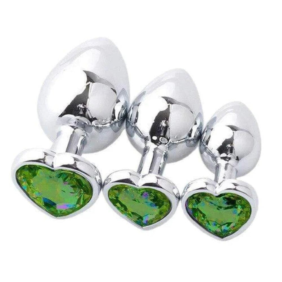 Heart-Shaped Crystal Jeweled Plug Set, gallery view 8