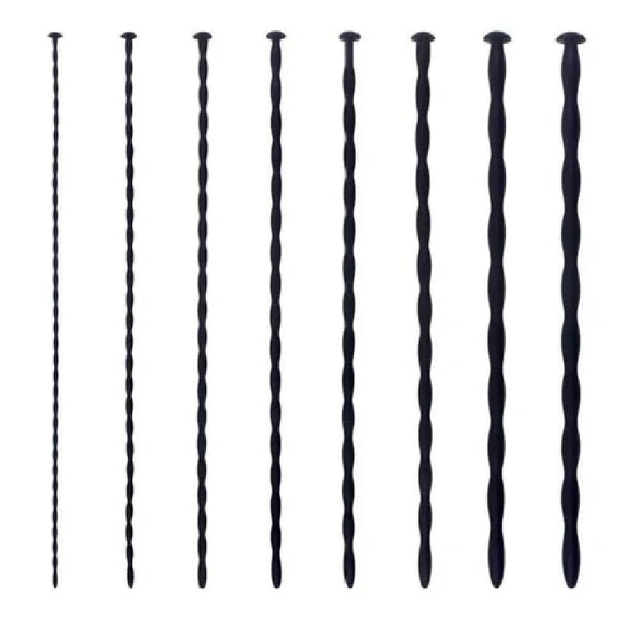 Long Black Silicone Urethral Sounds Set BDSM, gallery view 6