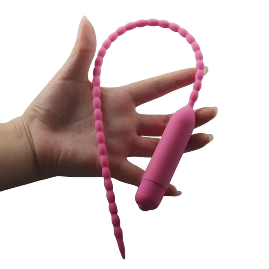 Long Vibrating Beaded Silicone Penis Plug BDSM, gallery view 7