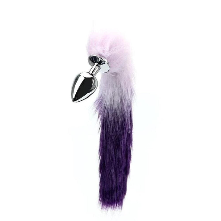 Purple Fur Silver Metallic Tail Butt Plug BDSM, gallery view 7