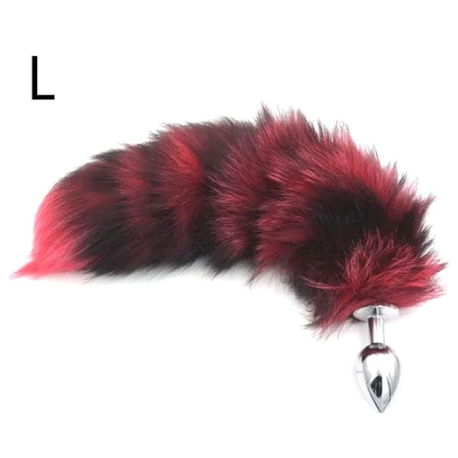 Black and Red Stripes Metallic Tail Butt Plug BDSM, gallery view 7