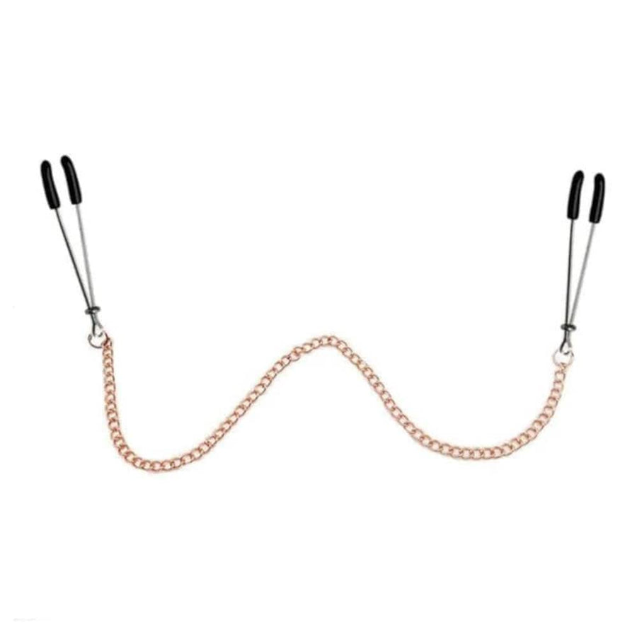 BDSM Gold Chained Tweezer Nipple Clamps, gallery view 7