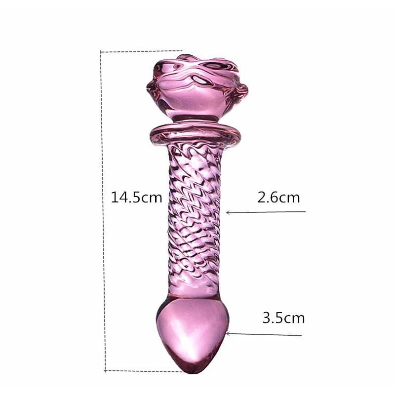Pink Charming Beaded Glass Rose Dildo BDSM, gallery view 9