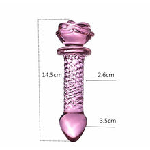 Load image into Gallery viewer, Pink Charming Beaded Glass Rose Dildo BDSM

