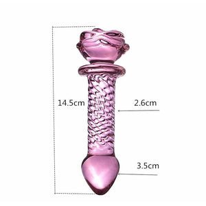 Pink Charming Beaded Glass Rose Dildo BDSM