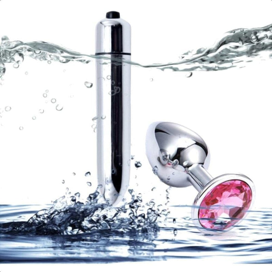 Jeweled Stainless Steel Butt Plug and Vibrator BDSM, gallery view 9