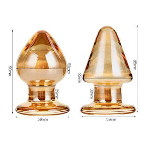 Big and Chunky Golden Glass Butt Plug BDSM